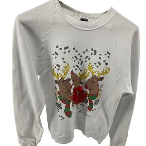 Vintage Funstuff Christmas Sweatshirt, Reindeer Caroling Crewneck - Size Large‎